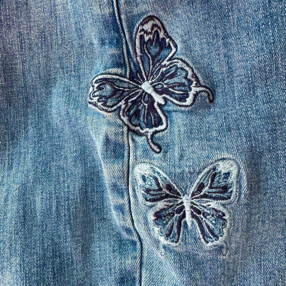 MICHAEL Michael Kors Embroidered Butterfly Straight Leg Jeans Size 10 - Picture 10 of 11